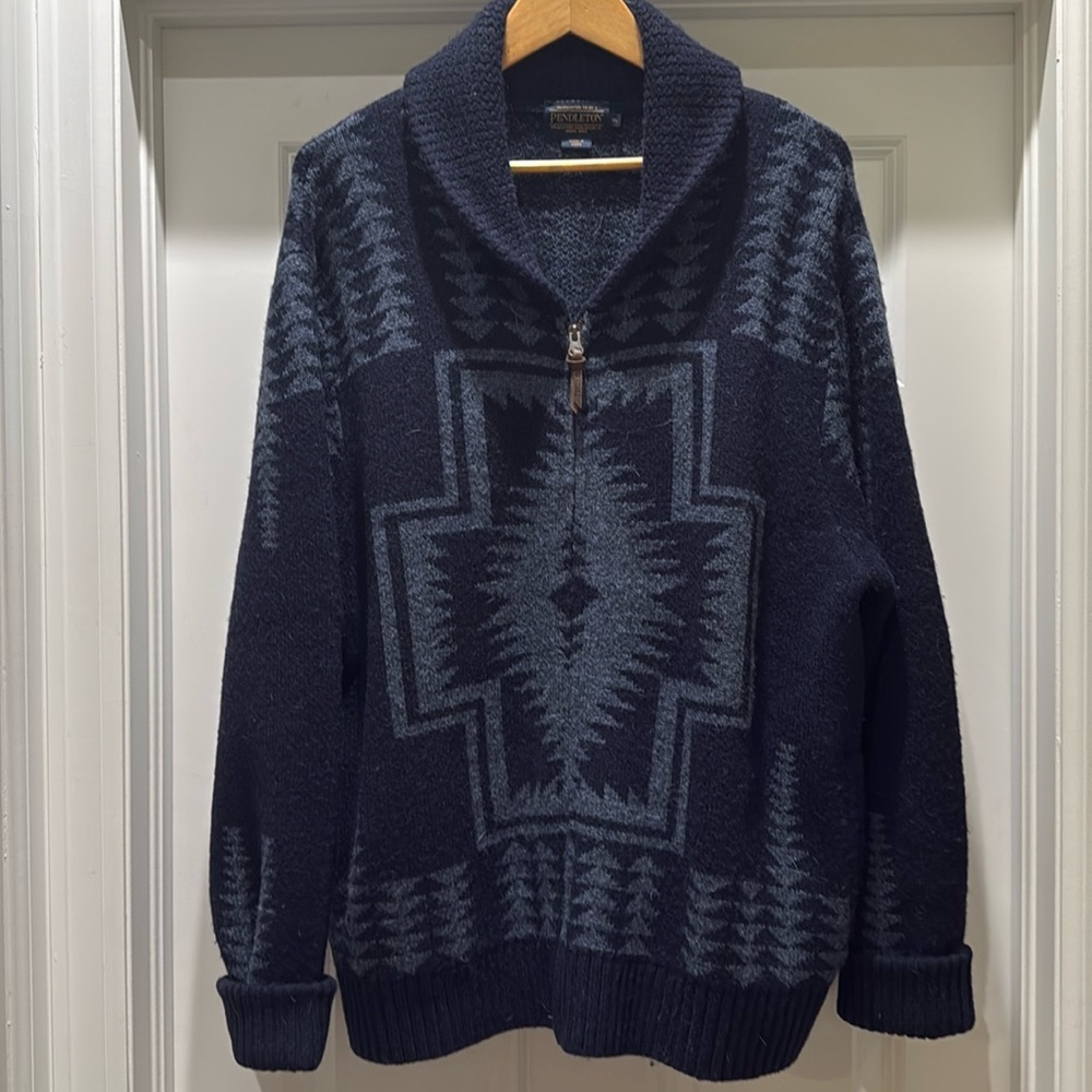 Pendleton Harding Shetland Wool Native Zip Cardigan Size XL